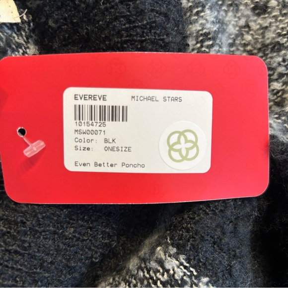 *NWT* Michael Stars from Evereve Black and White Even Better Poncho, One Size - Picture 9 of 11